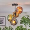Koyoto ceiling light, globe light blue, gold, green, coppery, 4-light sources