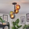 Koyoto ceiling light, globe light blue, gold, green, coppery, 4-light sources