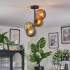 Koyoto ceiling light, globe light blue, gold, green, coppery, 4-light sources