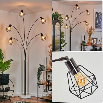 Yaak floor lamp chrome, black, white, 5-light sources