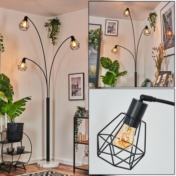 Yaak floor lamp black, white, 3-light sources