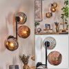 Ripoll globe light, wall light chrome, coppery, Smoke-coloured, 3-light sources