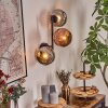 Ripoll globe light, wall light chrome, coppery, Smoke-coloured, 3-light sources