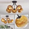 Koyoto ceiling light, globe light gold, clear, 5-light sources