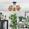 Koyoto ceiling light, globe light gold, clear, 5-light sources