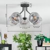Koyoto ceiling light, globe light clear, Smoke-coloured, 5-light sources