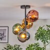 Ripoll ceiling light, globe light blue, gold, green, coppery, 4-light sources