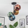 Ripoll ceiling light, globe light blue, gold, green, coppery, 4-light sources
