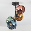 Ripoll ceiling light, globe light blue, gold, green, coppery, 4-light sources