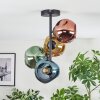 Ripoll ceiling light, globe light blue, gold, green, coppery, 4-light sources