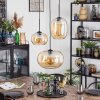 Apedo hanging light, globe light, Cluster pendant lamp Amber, 3-light sources