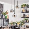 Ripoll hanging light, globe light, Cluster pendant lamp chrome, clear, Smoke-coloured, 3-light sources