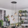 Ripoll hanging light, globe light, Cluster pendant lamp chrome, clear, Smoke-coloured, 3-light sources