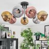 Ripoll ceiling light, globe light chrome, gold, coppery, Smoke-coloured, 7-light sources