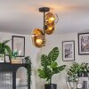 Koyoto ceiling light, globe light gold, clear, 4-light sources