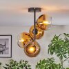 Koyoto ceiling light, globe light gold, clear, 4-light sources
