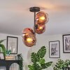 Koyoto ceiling light, globe light clear, coppery, 4-light sources