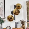 Koyoto globe light, wall light gold, 3-light sources
