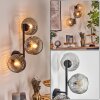 Ripoll globe light, wall light clear, Smoke-coloured, 3-light sources