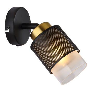 Globo lighting Olga wall light, wall spotlight gold, black, 1-light source