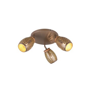 Reality lights Bidar ceiling light brown, 3-light sources
