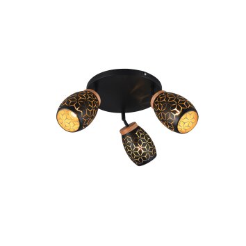 Reality lights Bidar ceiling light gold, black, 3-light sources