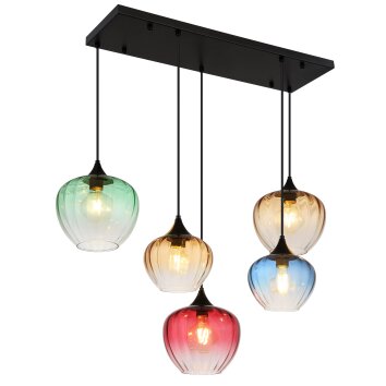 Globo lighting Sander hanging light black, 5-light sources