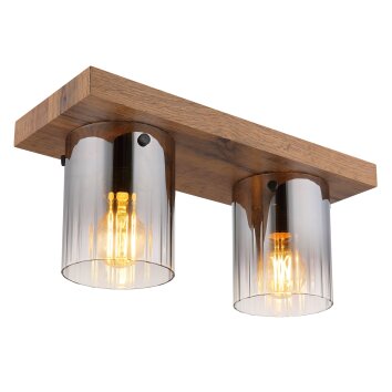 Globo lighting Underwood ceiling light Dark wood, Ecru, 2-light sources