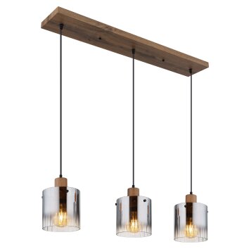 Globo lighting Underwood hanging light Dark wood, Ecru, 3-light sources