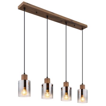 Globo lighting Underwood hanging light Dark wood, Ecru, 4-light sources