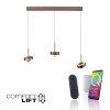 Paul Neuhaus Q-Serie Q-Rotate pendant light LED brown, 3-light sources, Remote control