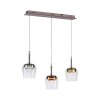 Paul Neuhaus Q-Serie Q-Kon pendant light LED brown, 3-light sources, Remote control