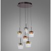 Paul Neuhaus Q-Serie Q-Kon pendant light LED brown, 6-light sources, Remote control