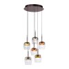 Paul Neuhaus Q-Serie Q-Kon pendant light LED brown, 6-light sources, Remote control