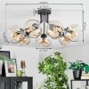 Ripoll ceiling light, globe light Amber, clear, 7-light sources
