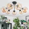 Koyoto ceiling light, globe light Amber, 7-light sources