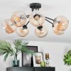 Koyoto ceiling light, globe light Amber, 7-light sources