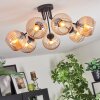 Koyoto ceiling light, globe light Amber, 7-light sources