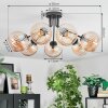 Koyoto ceiling light, globe light Amber, 7-light sources