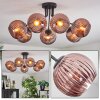 Koyoto ceiling light, globe light coppery, 7-light sources