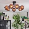 Koyoto ceiling light, globe light coppery, 7-light sources