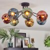 Ripoll ceiling light, globe light blue, gold, green, coppery, 7-light sources