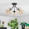Koyoto ceiling light, globe light 52 cm Amber, clear, 5-light sources