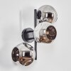 Ripoll globe light, wall light chrome, Smoke-coloured, 3-light sources