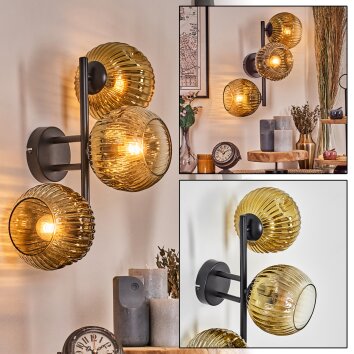 Ripoll globe light, wall light gold, clear, 3-light sources