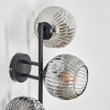 Ripoll globe light, wall light chrome, clear, Smoke-coloured, 3-light sources