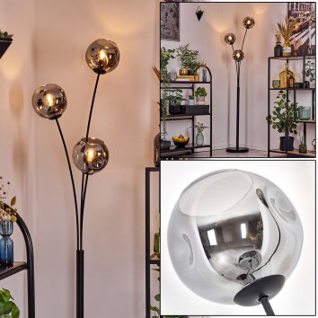 Ripoll globe light, floor lamp Smoke-coloured, 3-light sources