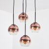 Koyoto hanging light, globe light, Cluster pendant lamp clear, coppery, 4-light sources