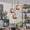 Ripoll hanging light, globe light, Cluster pendant lamp chrome, Smoke-coloured, 3-light sources