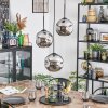 Ripoll hanging light, globe light, Cluster pendant lamp chrome, Smoke-coloured, 3-light sources